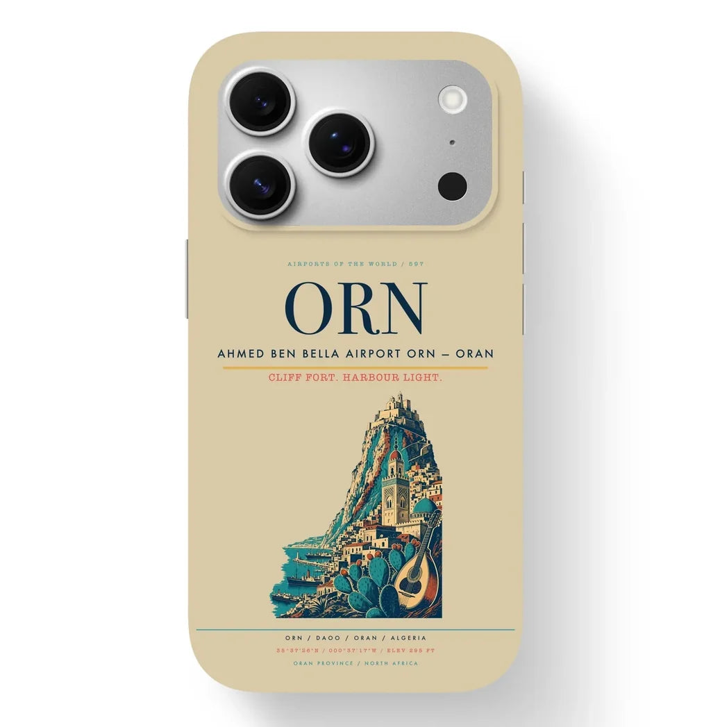 Oran Airport (ORN) design on beige iPhone 17 Pro MagSafe case