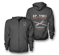 Thumbnail for EC-130J Commando Solo III design on dark gray premium zipped hoodie, double-side print