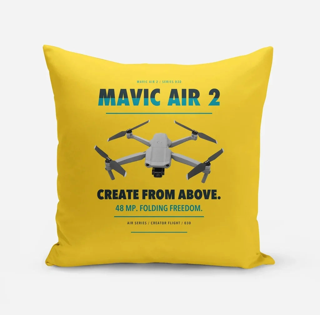 DJI Mavic Air 2 design on yellow pillow