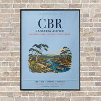 Thumbnail for Canberra Airport CBR vertical canvas print - framed - light blue background