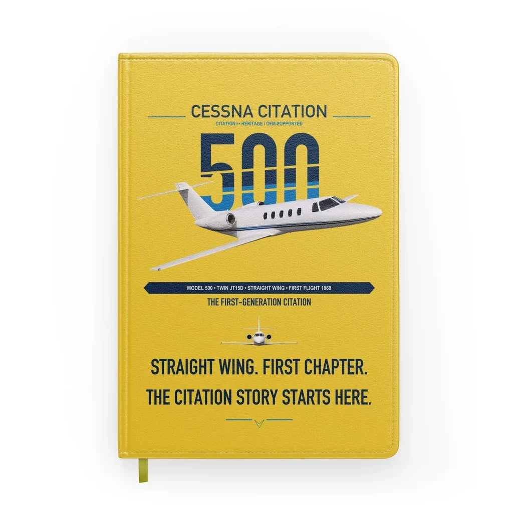 Cessna Citation 500 - Citation I design on yellow notebook