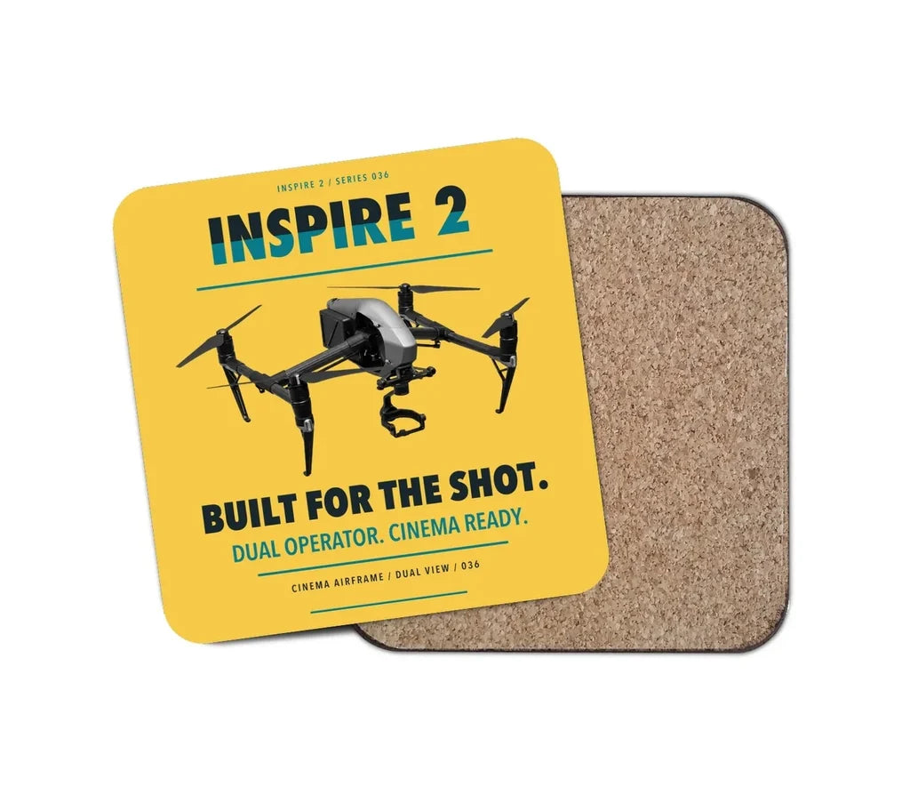 DJI Inspire 2 design on yellow 1 piece coaster