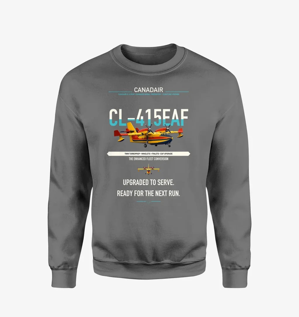 Canadair CL-415EAF design on gray sweatshirt