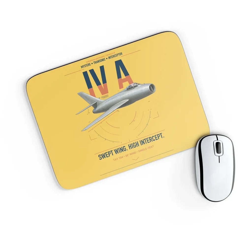 Dassault Mystère IV A design on yellow rectangle mouse pad