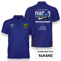 Thumbnail for DHC-3 Otter design on blue+name double-side polo t-shirt, double-side print