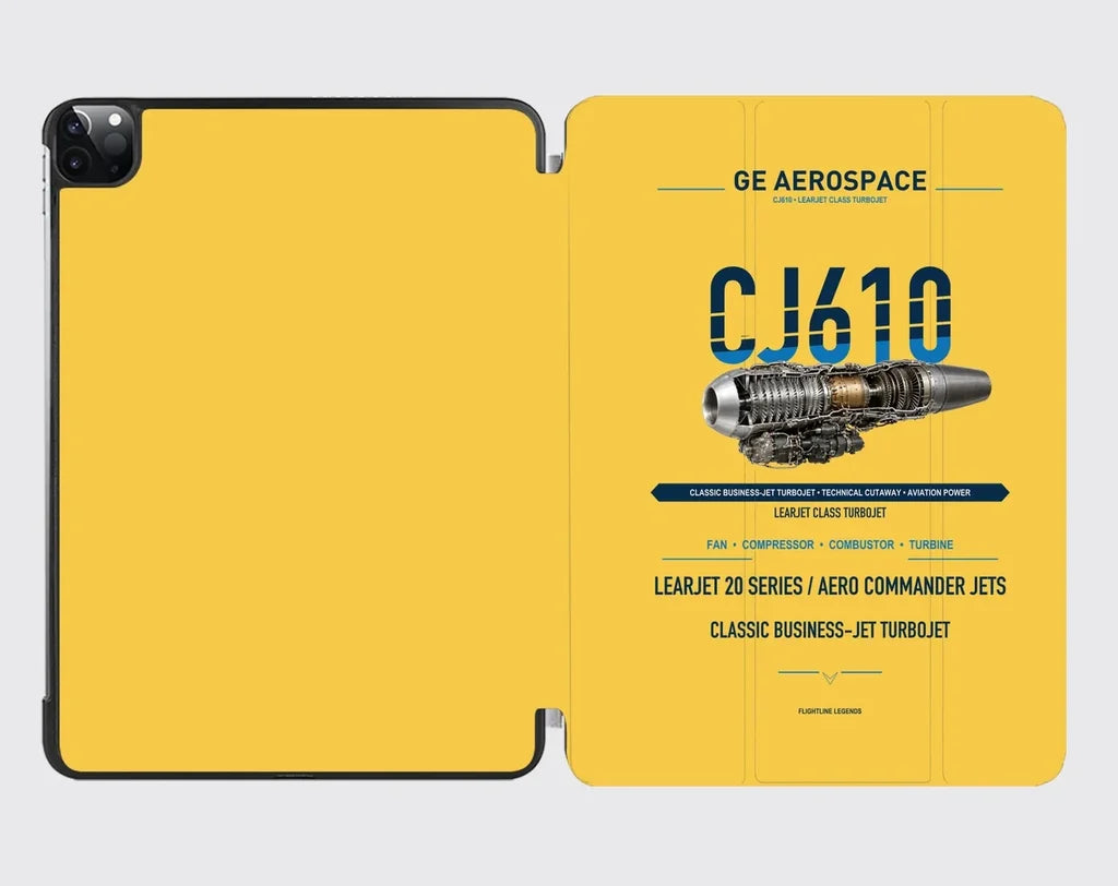 CJ610 design on yellow ipad tablet case