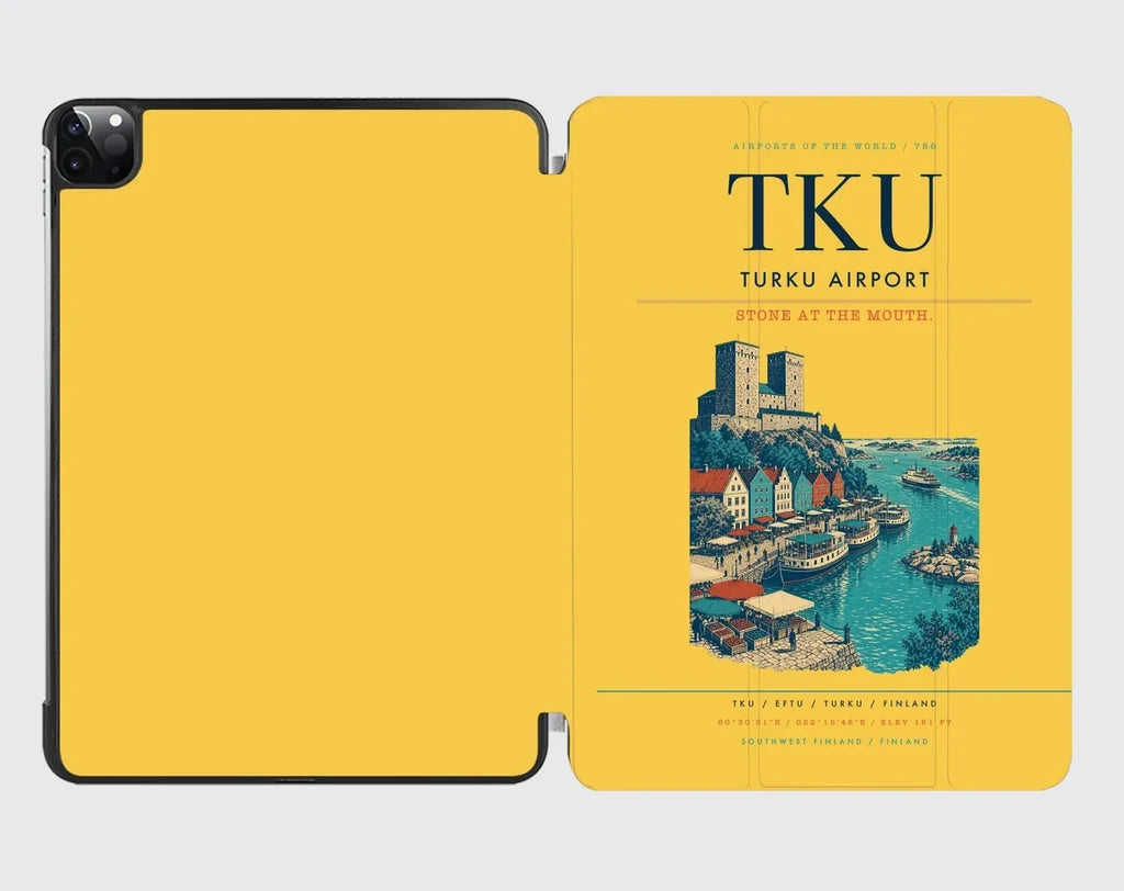 Turku Airport (TKU) design on yellow ipad tablet case