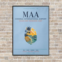 Thumbnail for Chennai International Airport MAA vertical canvas print - framed - light blue background