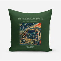 Thumbnail for VINTAGE G4244 - The Storm Cellar Hangar - Designed Pillows design on darkgreen