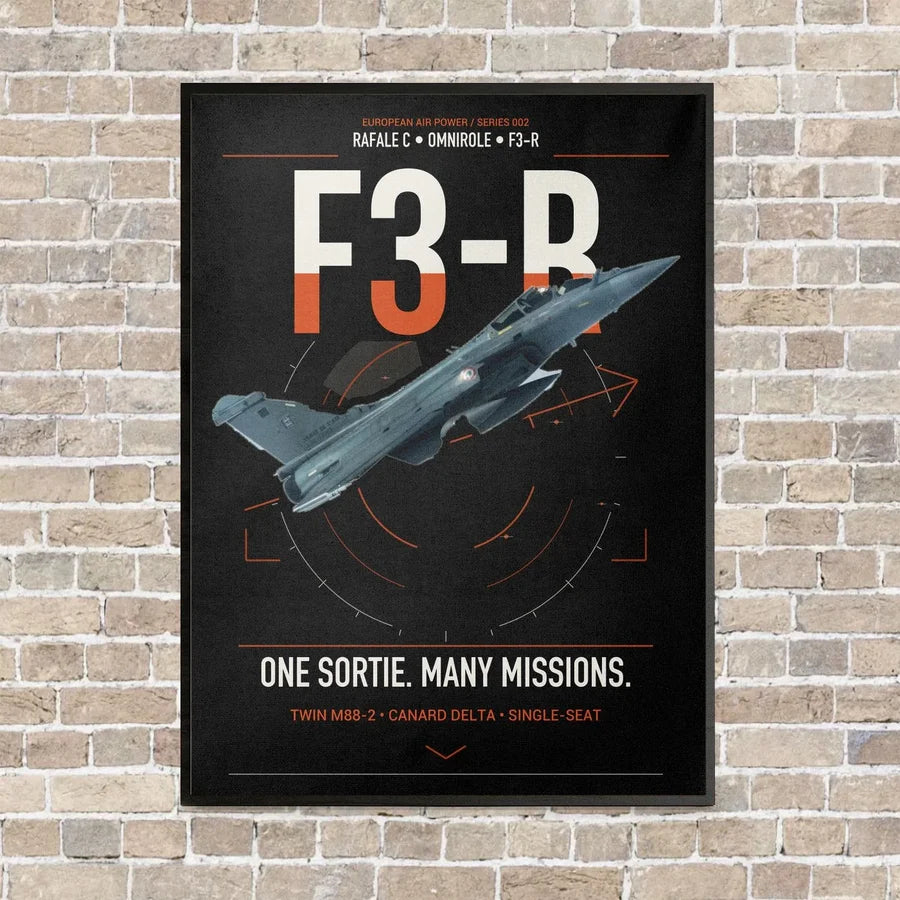 Dassault Rafale C — F3-R standard vertical canvas print - framed - black background