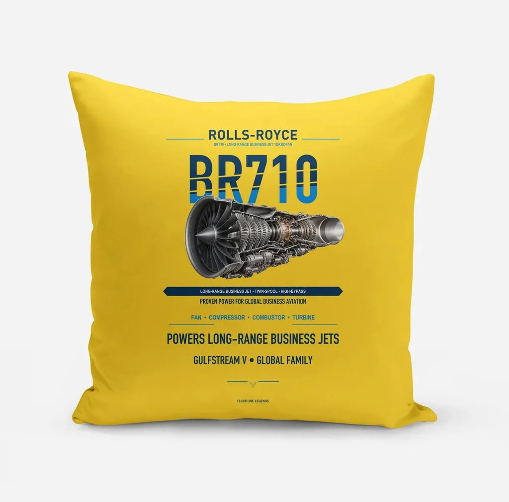 BR710 design on yellow pillow