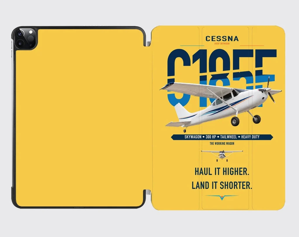 Cessna A185F Skywagon design on yellow ipad tablet case