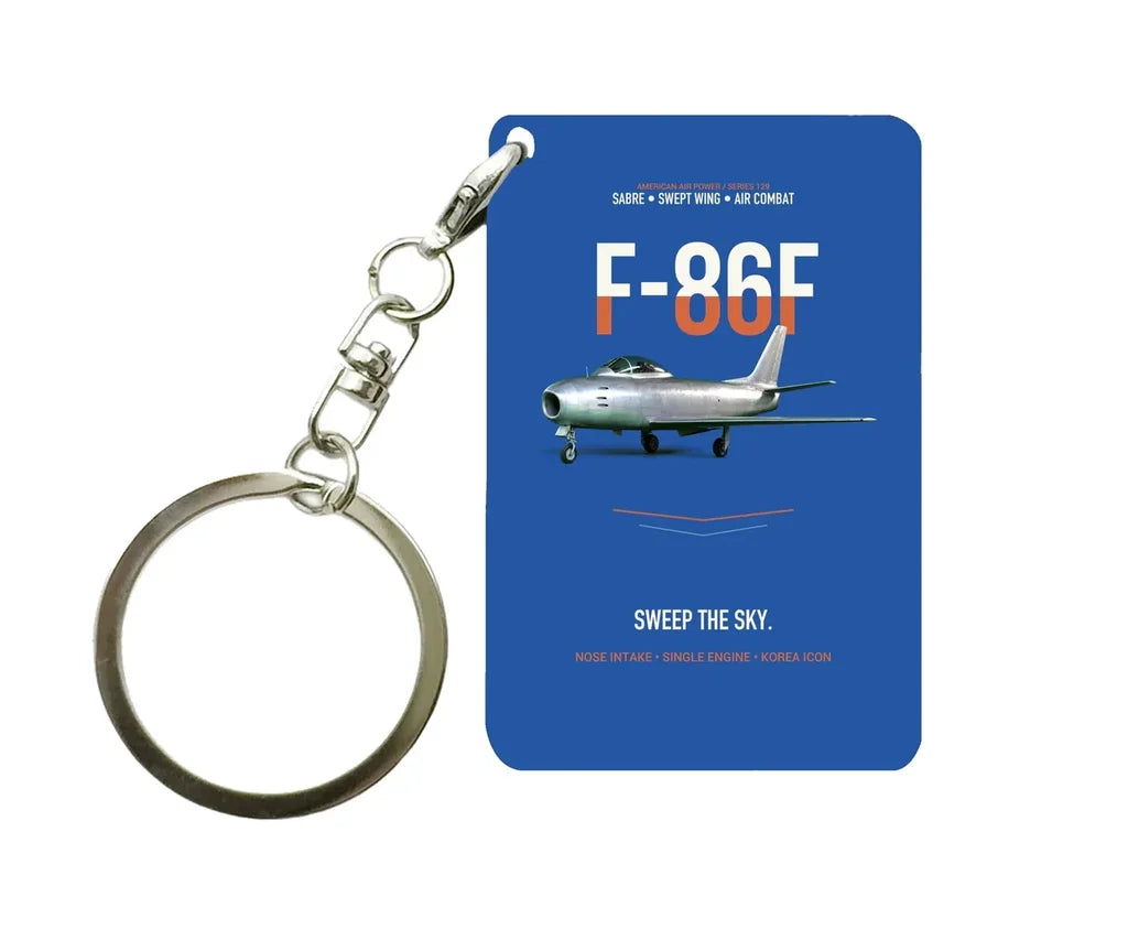 F-86F SABRE Key Chain design on blue key chain