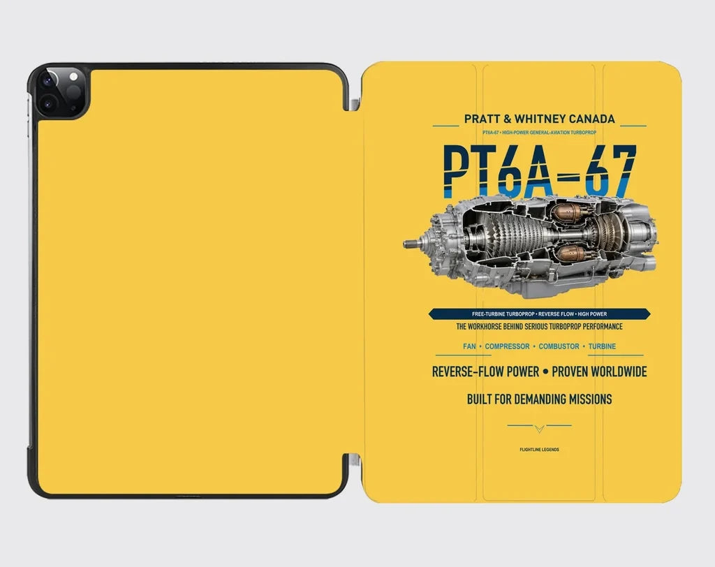 PT6A-67 design on yellow ipad tablet case