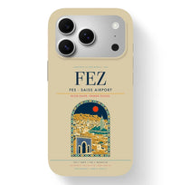 Thumbnail for Fez Airport (FEZ) design on beige iPhone 17 Pro MagSafe case