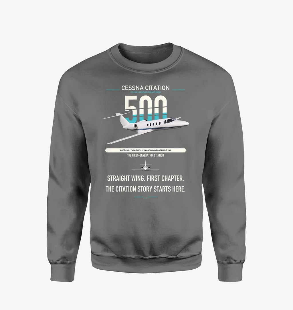 Cessna Citation 500 - Citation I design on gray sweatshirt