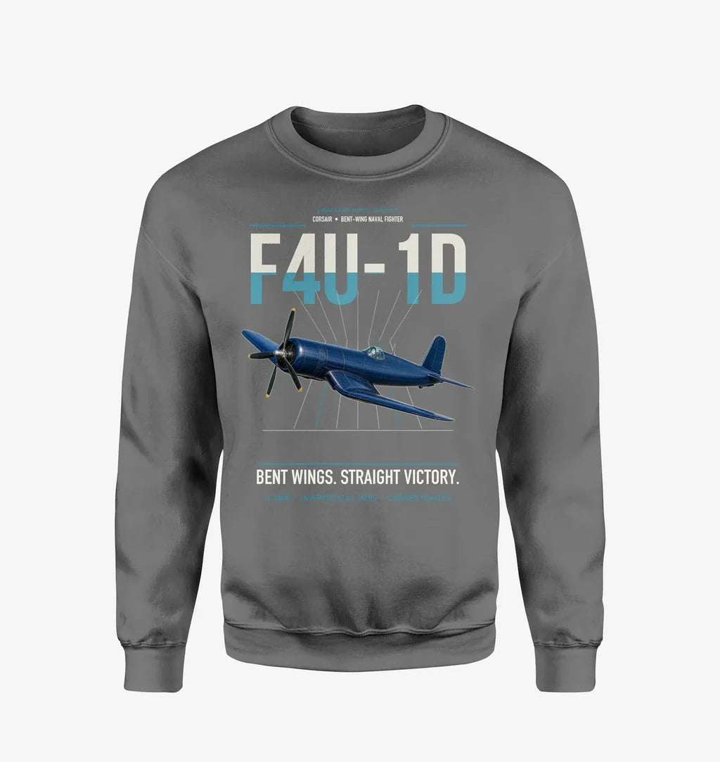 F4U-1D Corsair design on gray sweatshirt