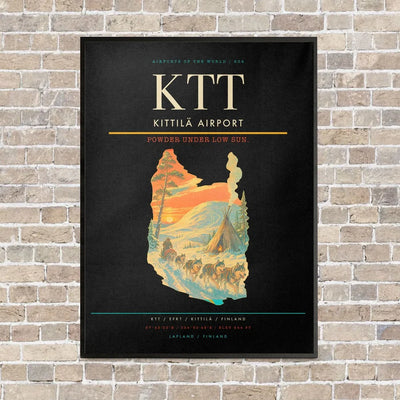 Kittilä Airport KTT vertical canvas print - framed - black background