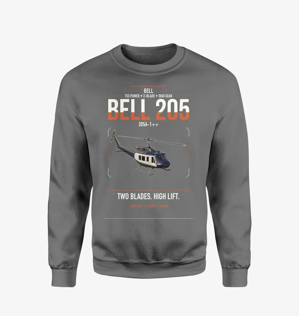 Bell 205A-1++ design on gray sweatshirt