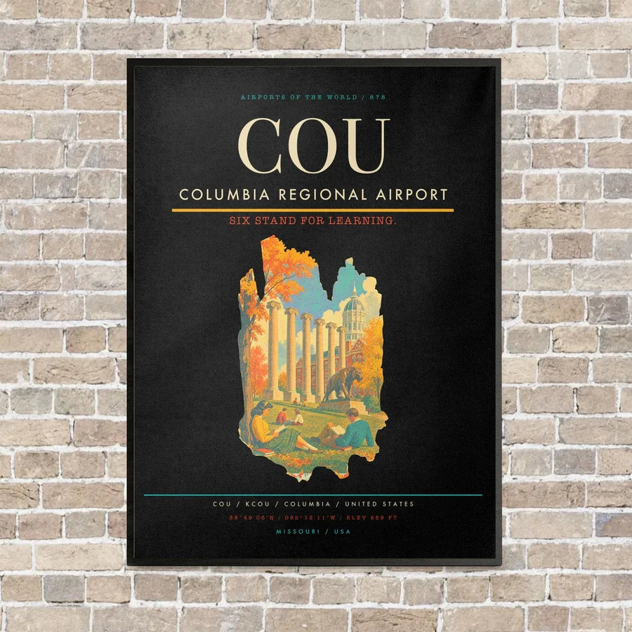 Columbia Regional Airport COU vertical canvas print - framed - black background