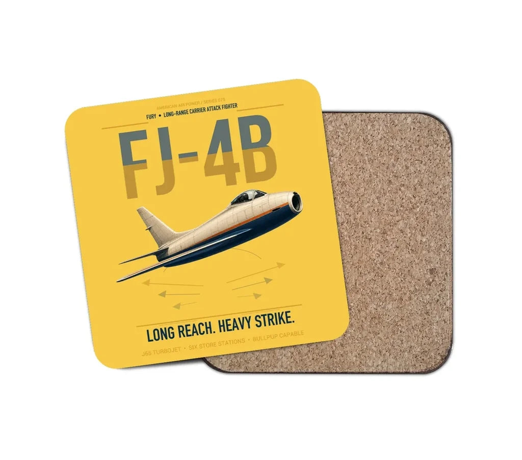 FJ-4B Fury design on yellow 1 piece coaster