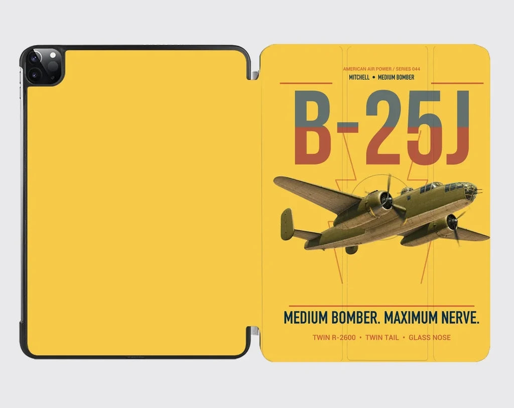 B-25J Mitchell design on yellow ipad tablet case
