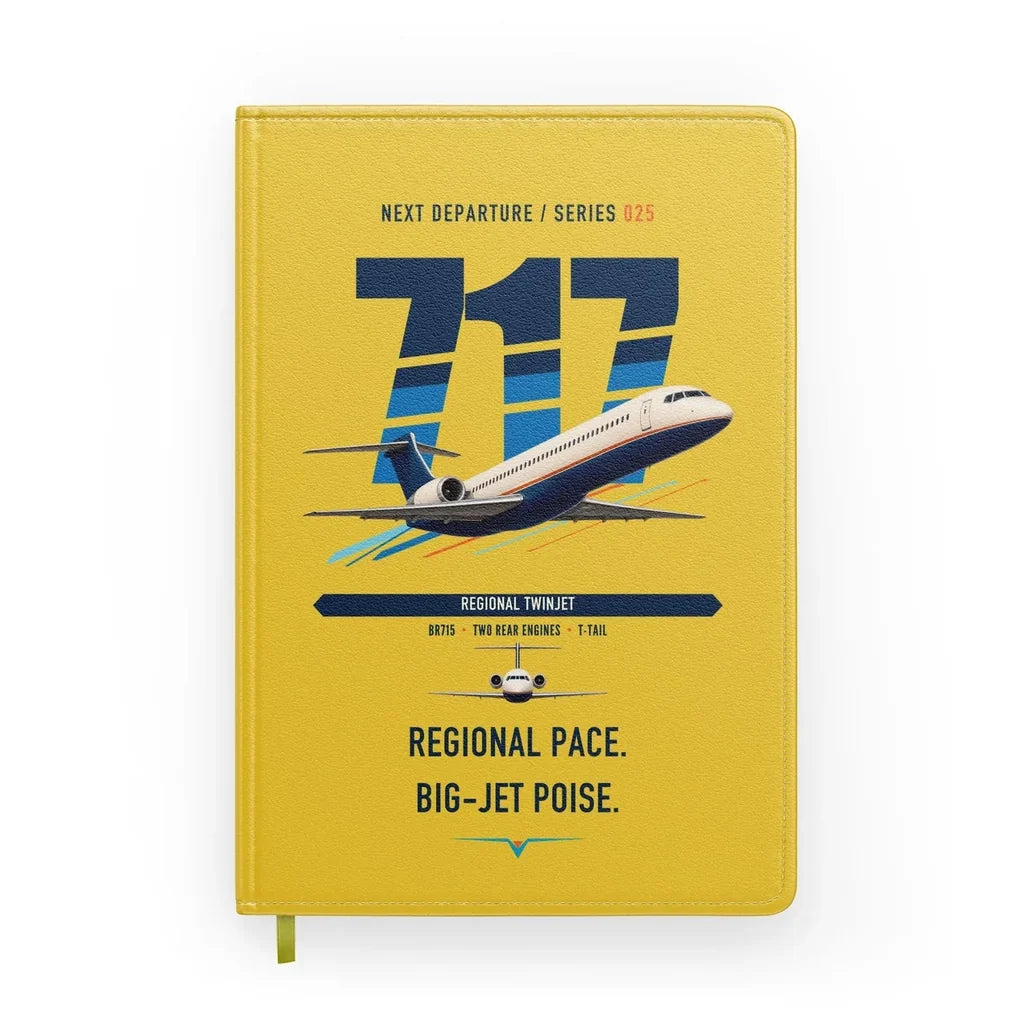Boeing 717-200 design on yellow notebook