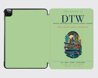 Thumbnail for Detroit Metropolitan Wayne County Airport (DTW) design on light green ipad tablet case