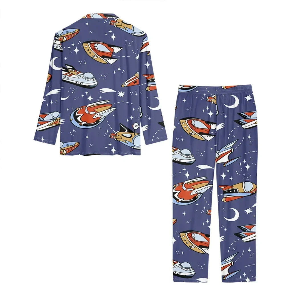 Spaceship & Stars women button pajamas - view 3