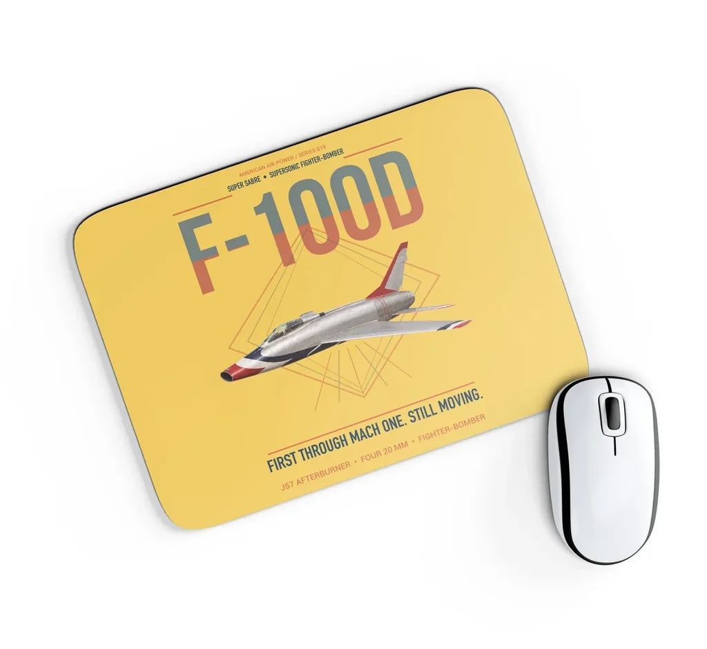 F-100D Super Sabre design on yellow rectangle mouse pad