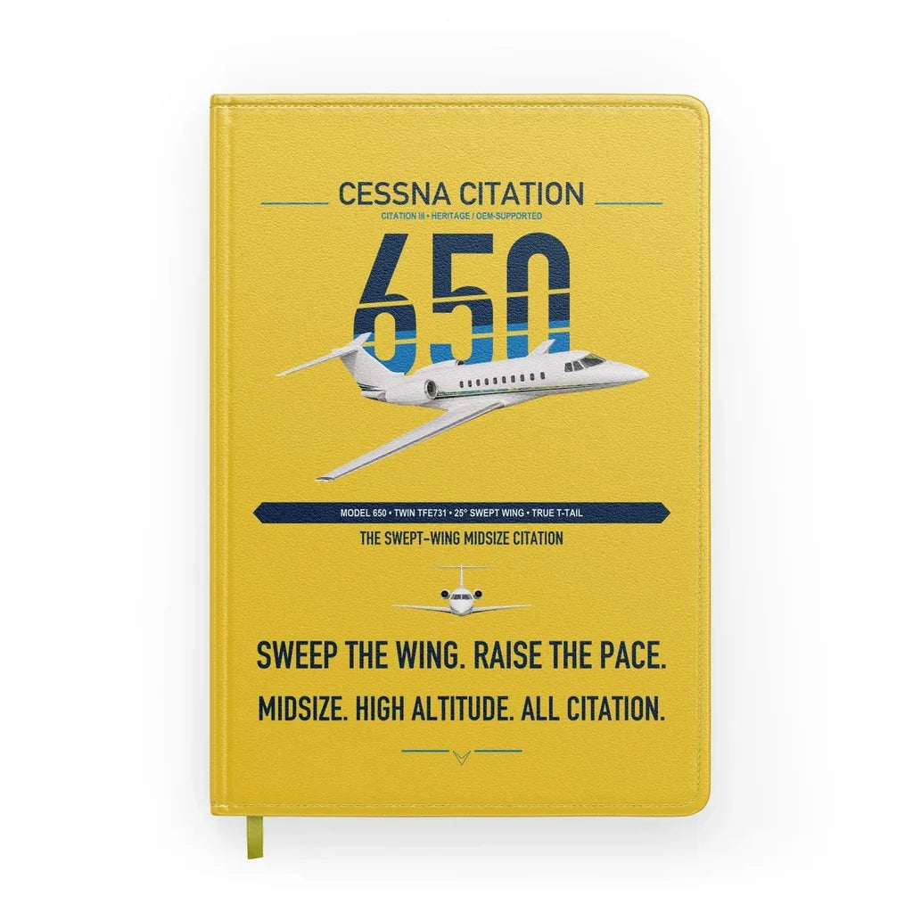 Cessna Citation 650 - Citation III design on yellow notebook