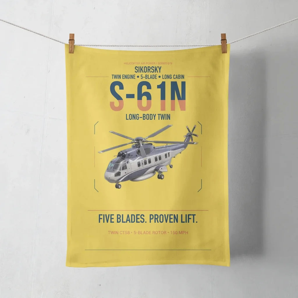 Sikorsky S-61N design on yellow towel