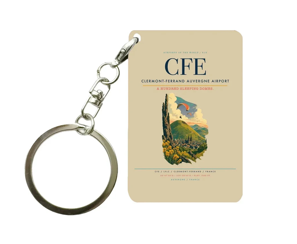 Clermont-Ferrand Auvergne Airport (CFE) design on beige key chain
