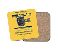 Thumbnail for PW4000-100 design on yellow 1 piece coaster
