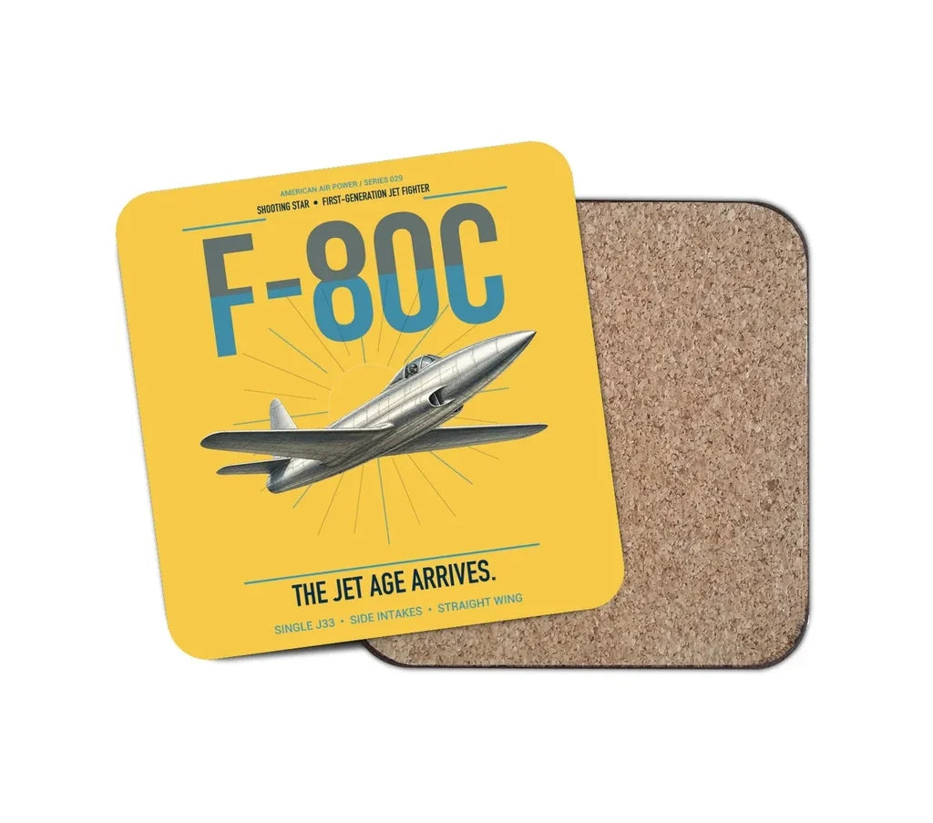 F-80C Shooting Star design on yellow 1 piece coaster