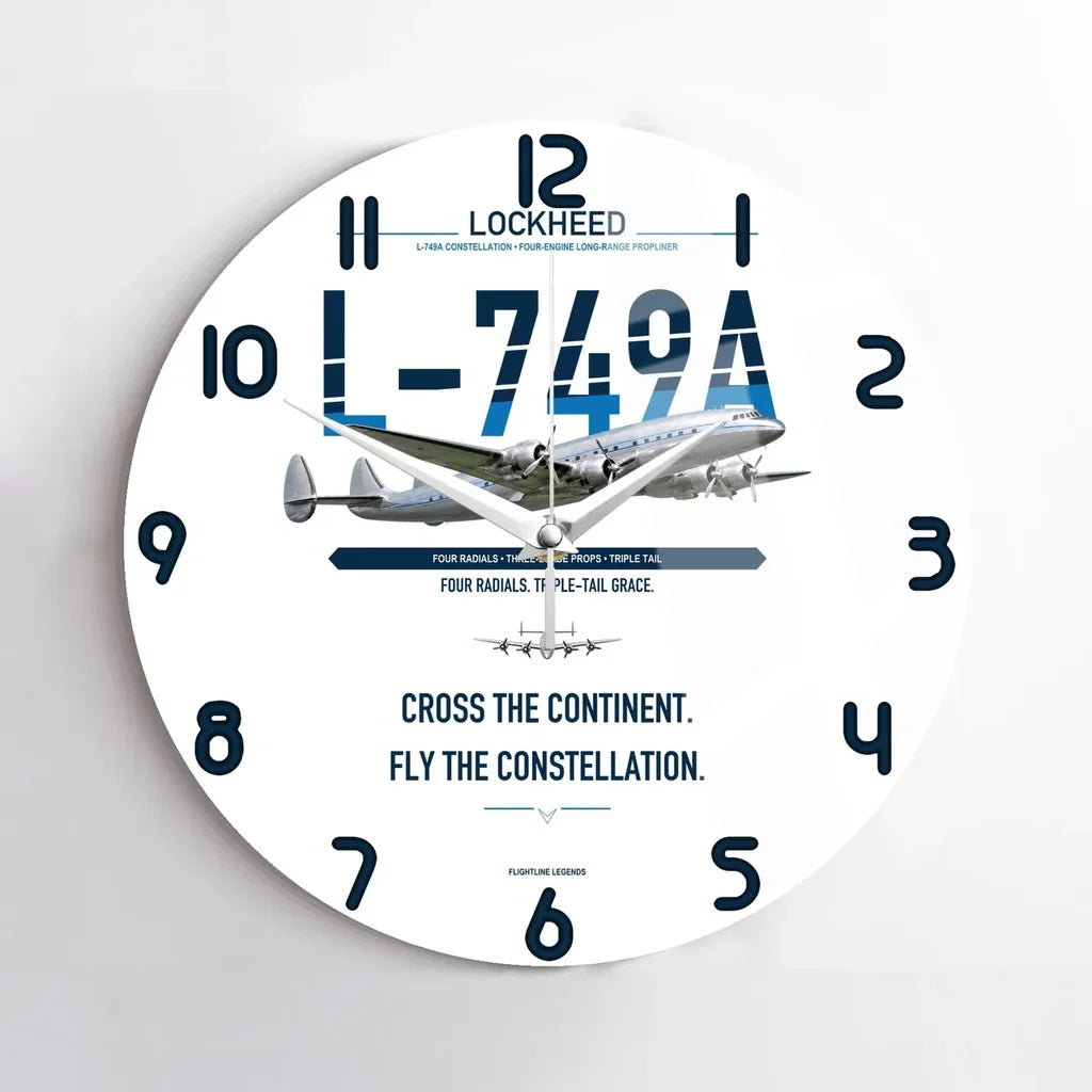 Lockheed L-749A Constellation design on white no frame wall clock