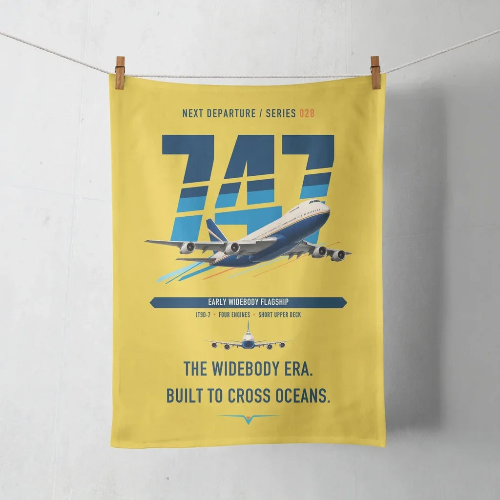 Boeing 747-200B design on yellow towel