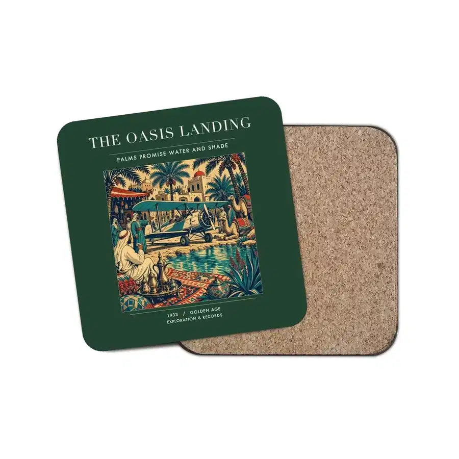 The Oasis Landing - Designed Coasters design on dark green 1-piece