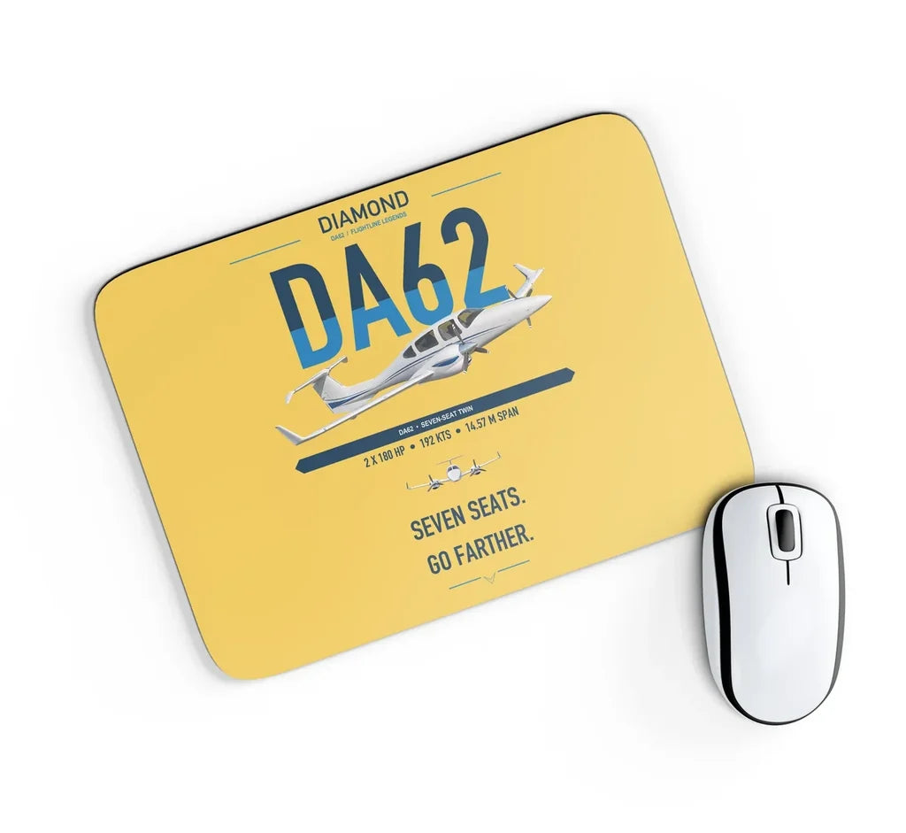 Diamond DA62 design on yellow rectangle mouse pad