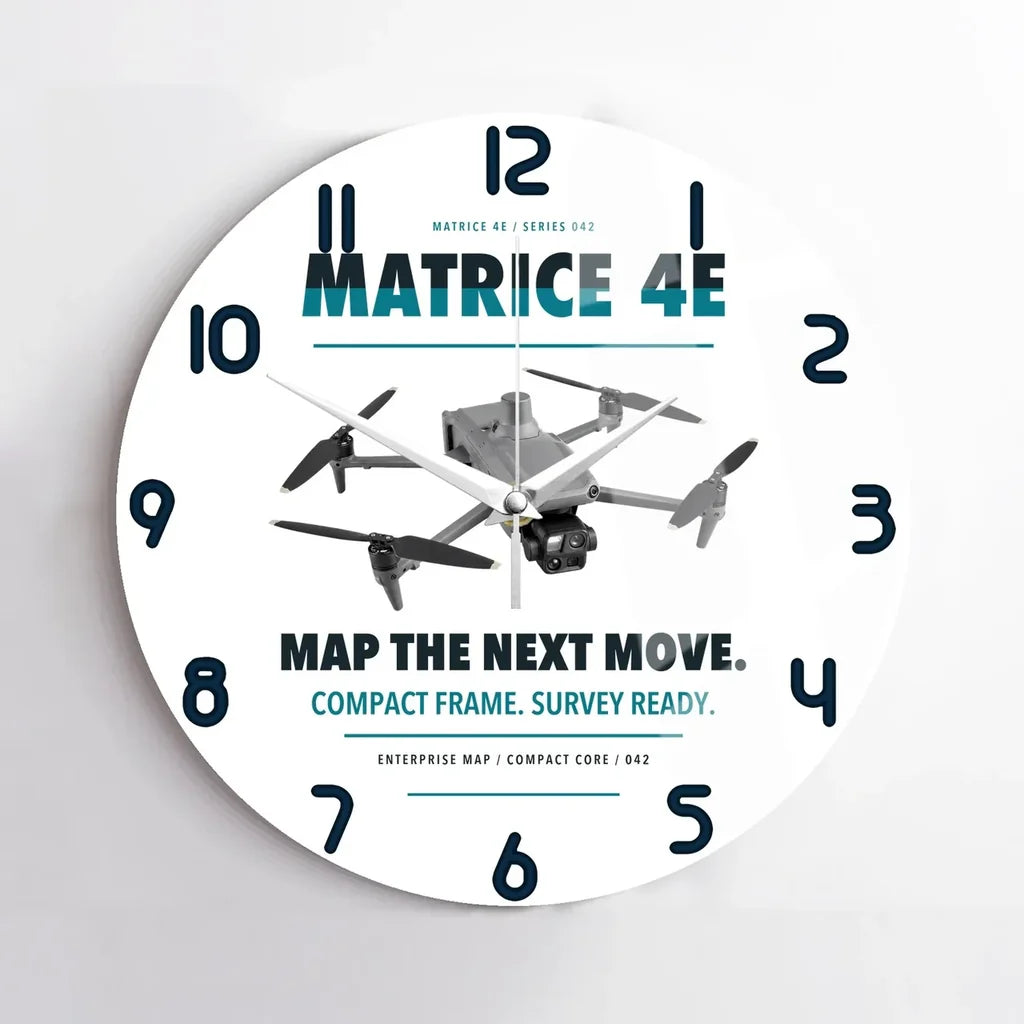 DJI Matrice 4E design on white no frame wall clock