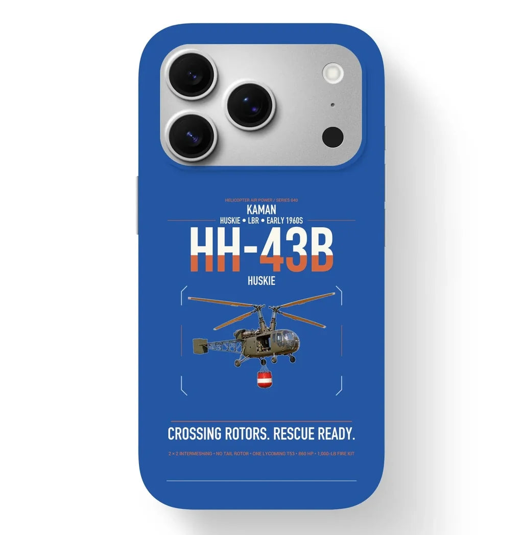 Kaman HH-43B Huskie design on blue magsafe iphone case, for iPhone 17 Pro