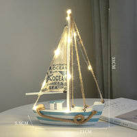 Thumbnail for Conch LED Nautical Wooden Sailboat Model - view 3