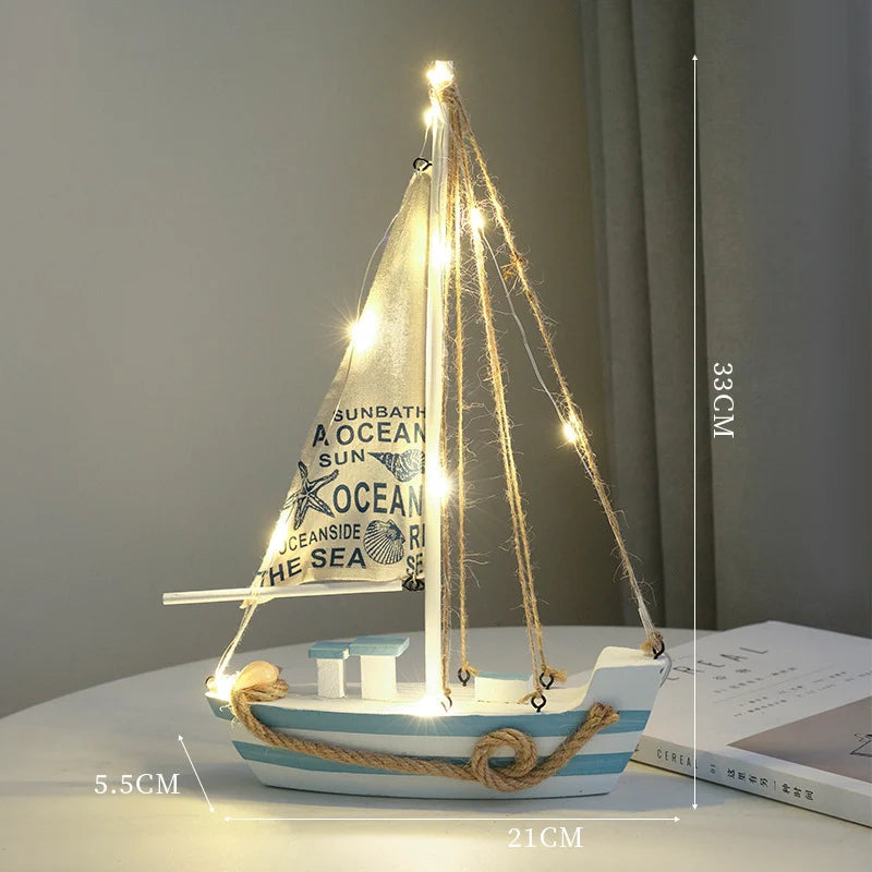 Conch LED Nautical Wooden Sailboat Model - view 3
