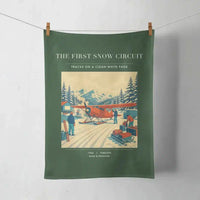 Thumbnail for VINTAGE G4480 - The First Snow Circuit - Designed Towels design on darkgreen
