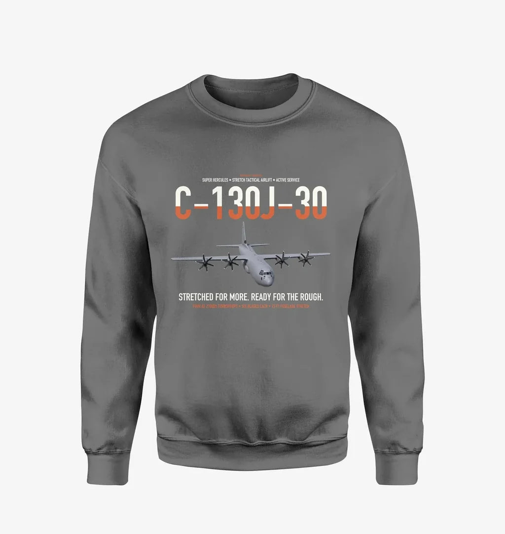 C-130J-30 Super Hercules design on gray sweatshirt