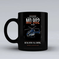 Thumbnail for MD Helicopters MD 902 Explorer design on black ceramic mug, double-side print