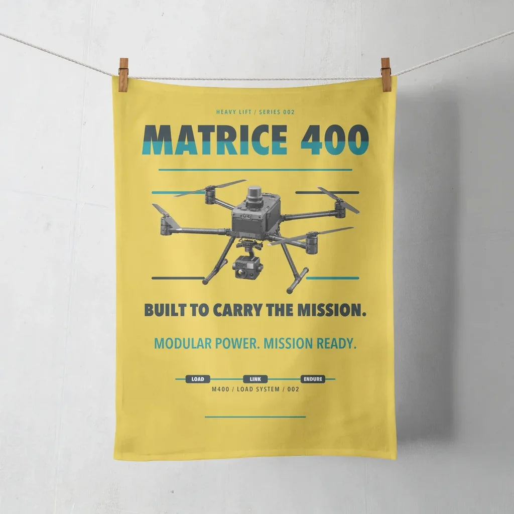 DJI Matrice 400 design on yellow towel