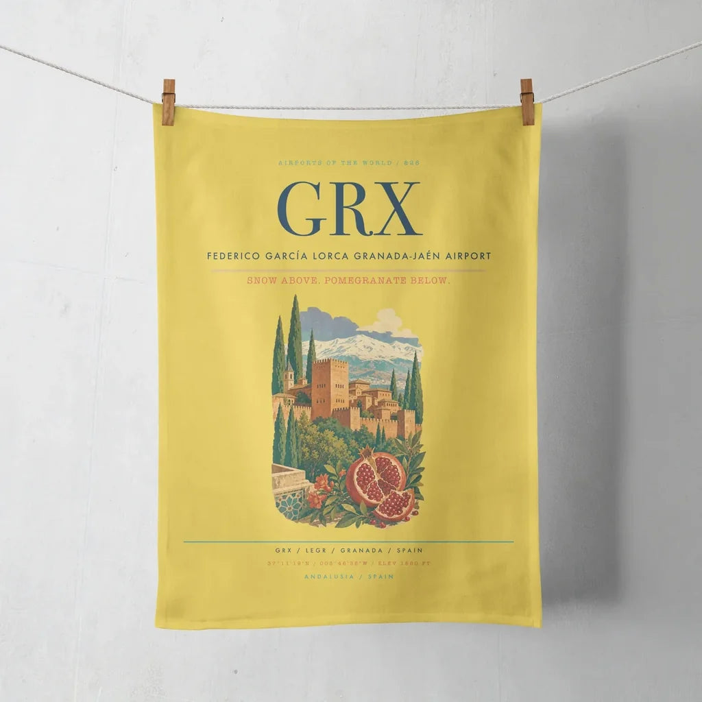 Federico García Lorca Granada-Jaén Airport (GRX) design on yellow towel