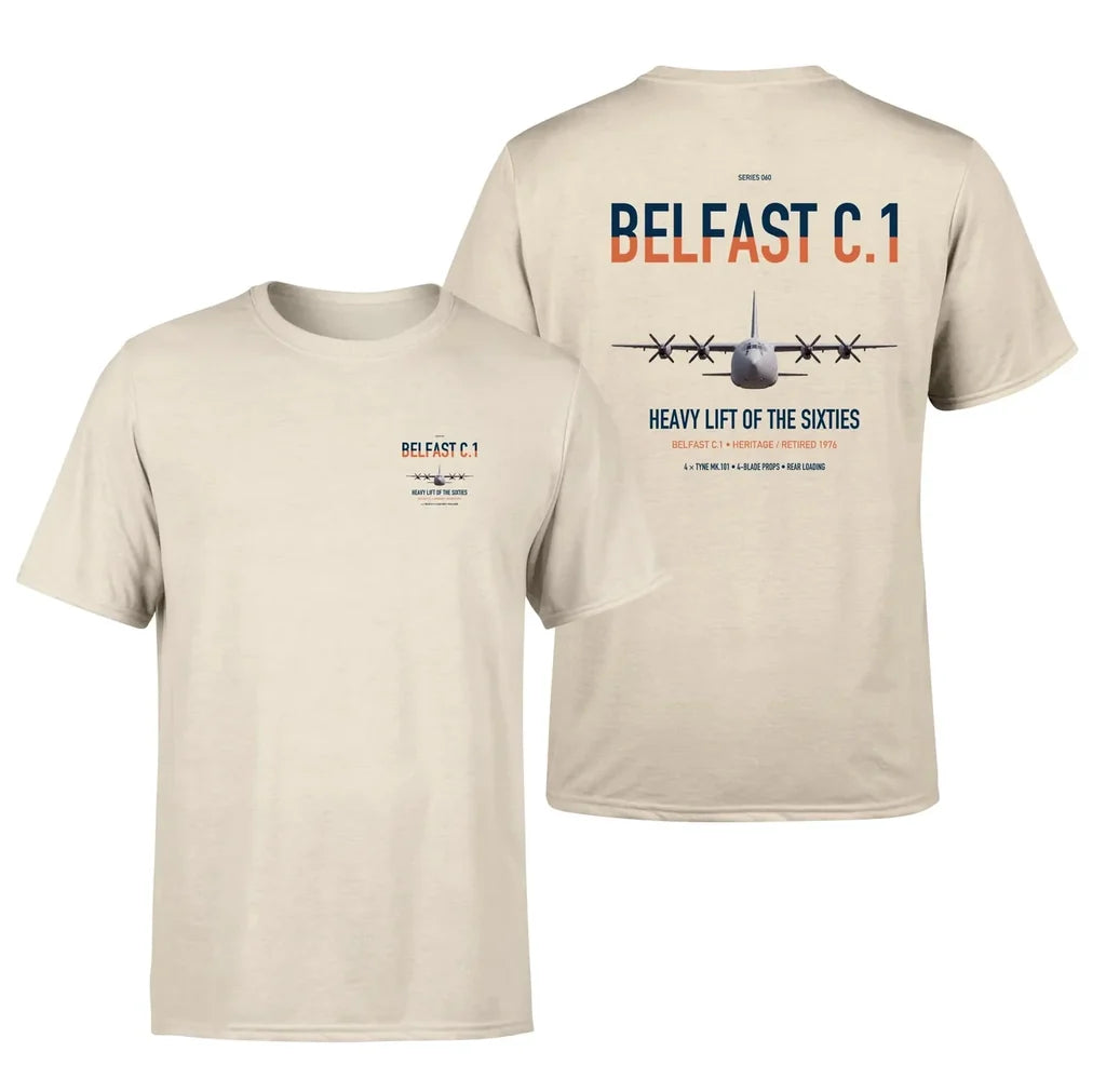 Short Belfast C.1 design on beige double-side t-shirt, double-side print