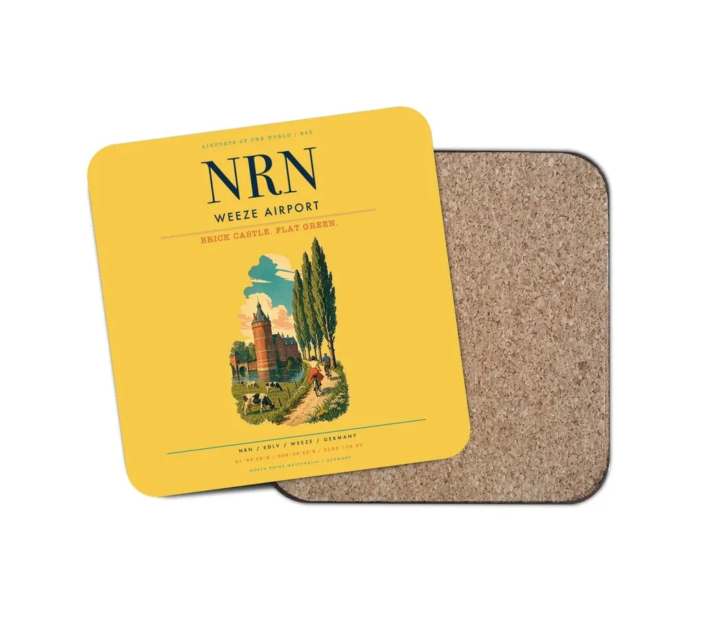 Weeze Airport (NRN) design on yellow 1 piece coaster